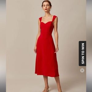 Red cap sleeve dress - midi